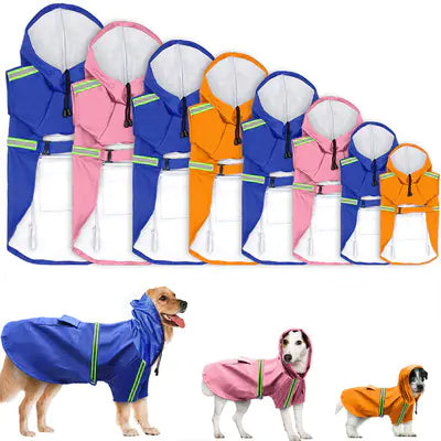 Waterproof Reflective Dog Raincoat for Medium to Large Dogs